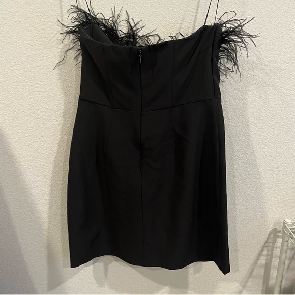 NEW Feather Trim Strapless Minidress Sam Edelman black size 10 - Picture 3 of 13